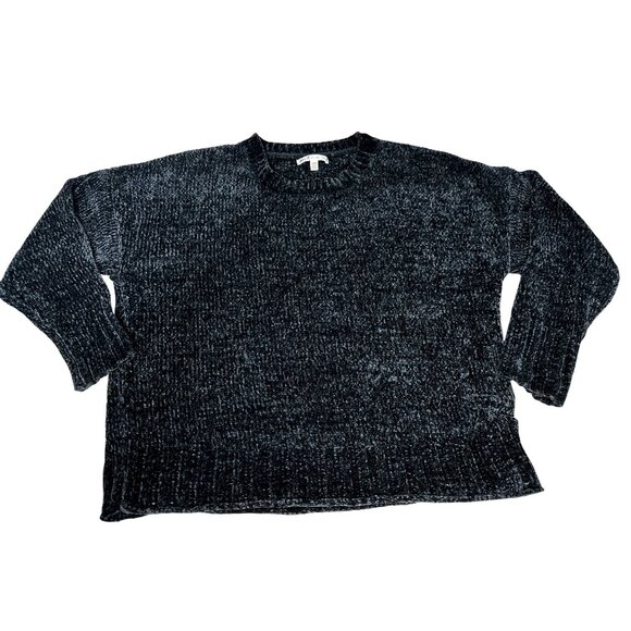 Seven7 Black Chenille Knit Sweater Soft Plush Crewneck Long Sleeve Warm Comfy XL - Picture 5 of 10